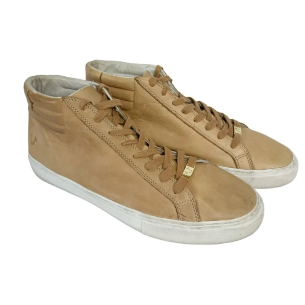 True Religion Hex V1 HIGH TOP Tan Sz 12 Leather Sneakers Shoes Mens Hipster